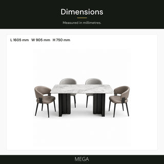 Noverio Dining Set (1+4) - Dimensions