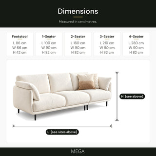 Olenza Fabric Sofa - Dimensions