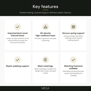 Olenza Leather Sofa - Key features
