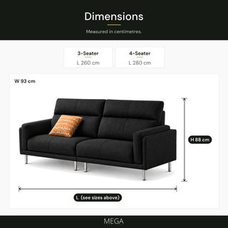 Olessa Fabric Sofa - Dimensions