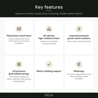 Olessa Leather Sofa - Key features