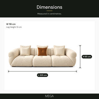 Orandis Fabric Sofa - Dimensions