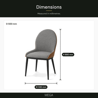 Oriano Leather Dining Chair - Dimensions