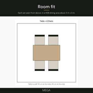 Ovelora Sintered Stone Dining Set (1+4) - Room fit
