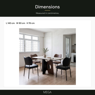 Ovelora Sintered Stone Dining Table - Dimensions