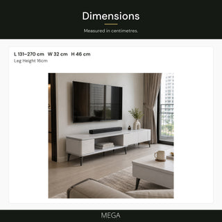 Quavion Extendable TV Console - Dimensions