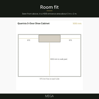 Querivia 3-Door Shoe Cabinet (105cm) - Room fit