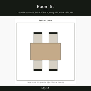 Rosvian Dining Set (1+4) - Room fit