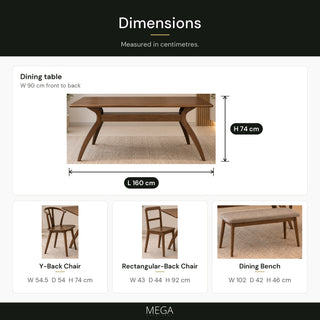 Savoro Wooden Dining Table Set - Dimensions
