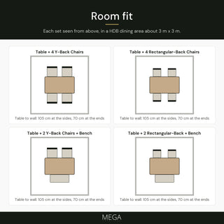 Savoro Wooden Dining Table Set - Room fit