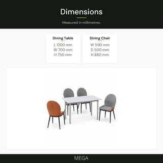 Selenza Dining Set (1+4) - Dimensions
