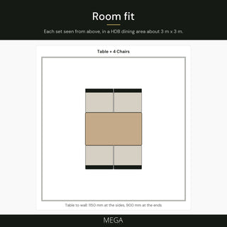 Selenza Dining Set (1+4) - Room fit