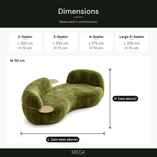 Sorevian Fabric Sofa - Dimensions