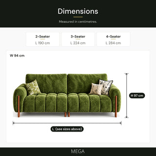 Sylvian Fabric Sofa - Dimensions