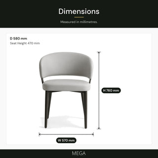 Tavenza Leather Dining Chair - Dimensions