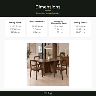 Valciano Wooden Dining Set - Dimensions