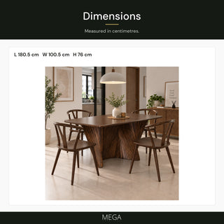 Valciano Wooden Dining Table - Dimensions