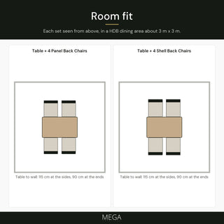 Valora Sintered Stone Dining Set (1+4) - Room fit