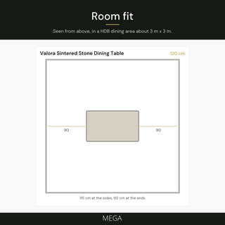 Valora Sintered Stone Dining Table - Room fit