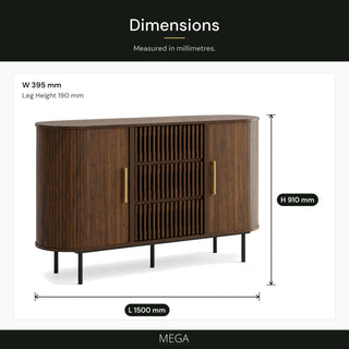 Valoria Wooden Buffet Hutch - Dimensions