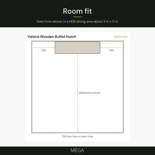 Valoria Wooden Buffet Hutch - Room fit