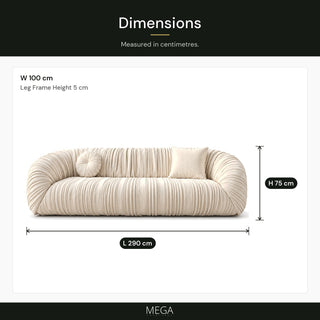 Velbrio Fabric Sofa - Dimensions