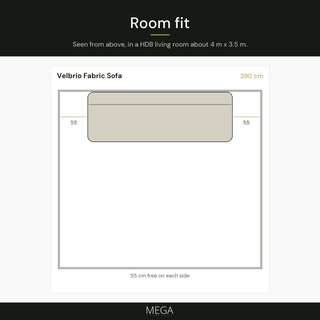 Velbrio Fabric Sofa - Room fit