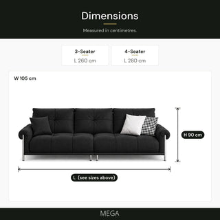 Vellira Fabric Sofa - Dimensions