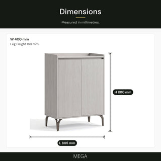 Velmelle 2-Door Shoe Cabinet - Dimensions