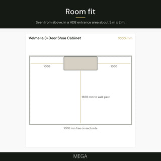 Velmelle 3-Door Shoe Cabinet - Room fit