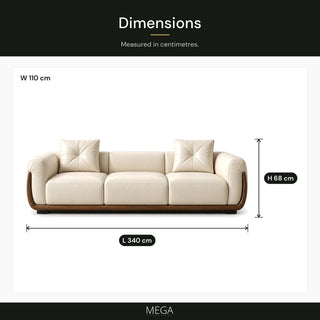 Velmion Genuine Leather Sofa - Dimensions