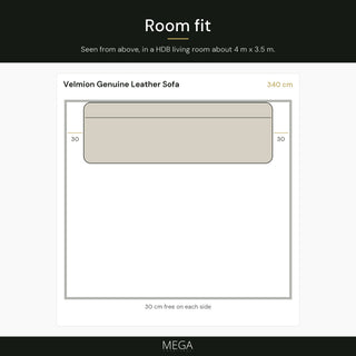 Velmion Genuine Leather Sofa - Room fit