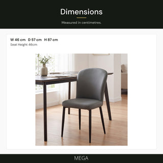 Wavora Leather Dining Chair - Dimensions