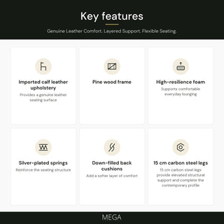 Zalvian Leather Sofa - Key features