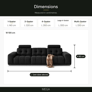 Zarelle Fabric Sofa - Dimensions