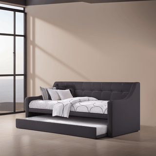 Merryle 3 in 1 Dark Grey Fabric Daybed Pull Out Bed Frame (Water Repellent) Singapore