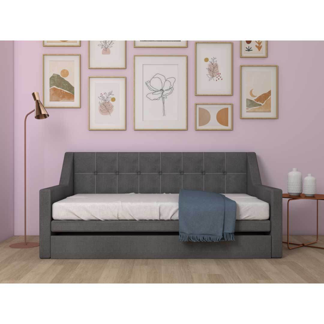 Light Grey Fabric Daybed Pull Out