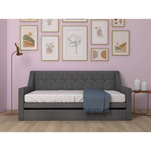 Merryle 3 in 1 Light Grey Fabric Daybed Pull Out Bed Frame (Water Repellent) Singapore