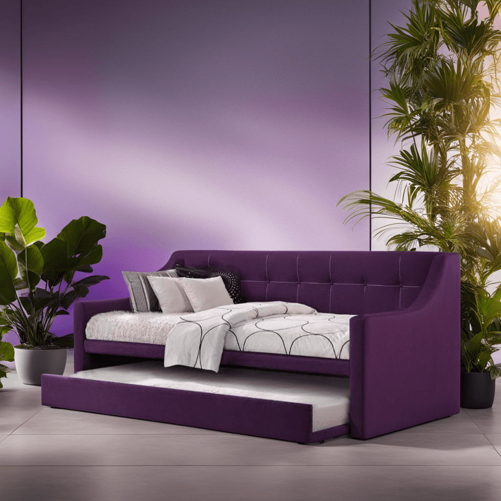 Purple Fabric Daybed Pull Out Bed Frame