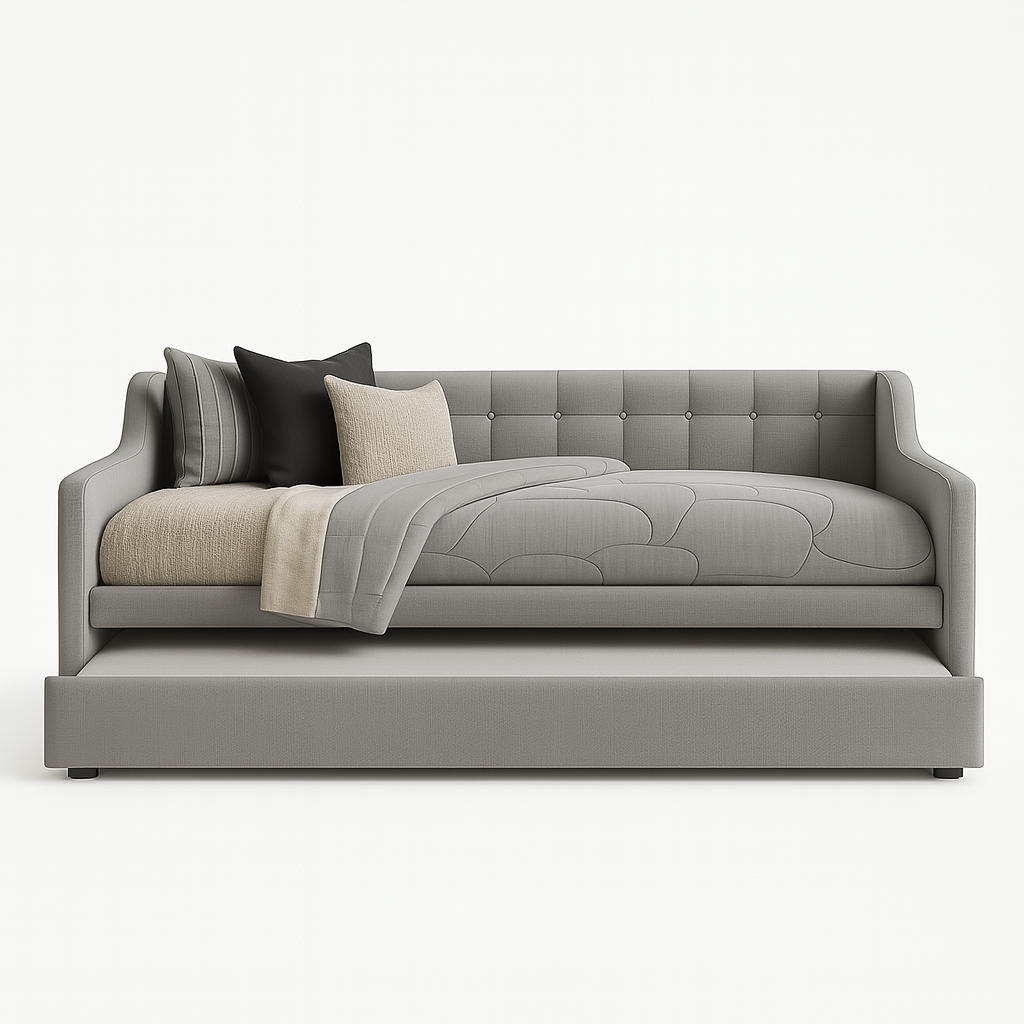 Merryle 3 in 1 Light Grey Fabric Daybed Pull Out Bed Frame (Water Repellent)