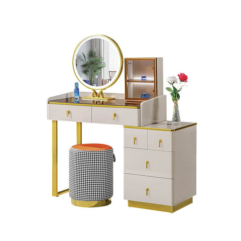 Octavian Extendable Dressing Table with Tempered Glass Top Singapore