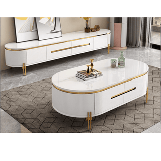 Peyton TV Console with Marble Top in White (200cm) Singapore