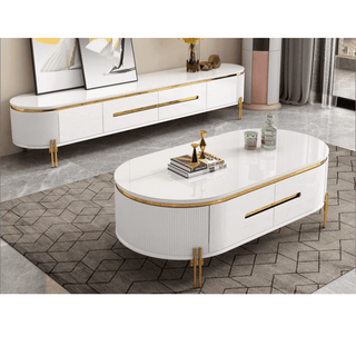 Peyton TV Console with Marble Top in White (200cm) Singapore