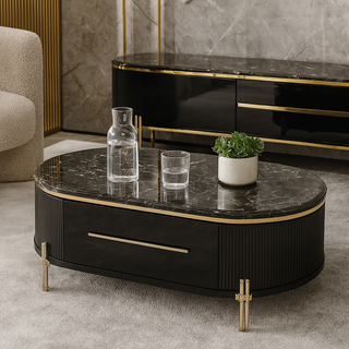 Peyton Black Marble Coffee Table (110cm)