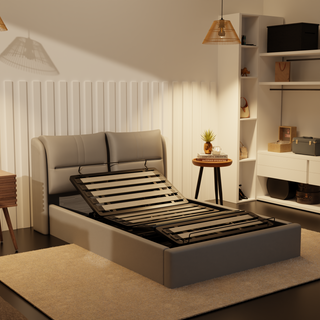 Somnuz® Restro Adjustable Genuine Leather Bed + Somnuz® Aire Mattress