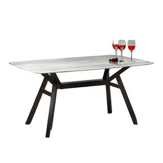 Rauha Wooden Dining Table with Crystalised Stone Top (160cm) Singapore