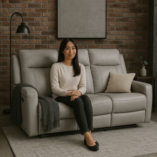 Seren Genuine Leather Manual Recliner Sofa