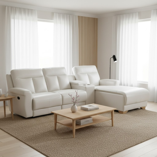 Regulus Genuine Leather Recliner L-Shaped Sofa