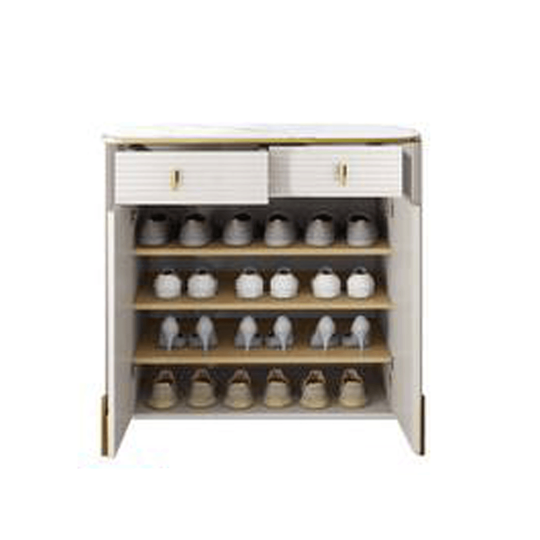 Sabine 2 Door Shoe Cabinet with Glossy Sintered Stone Top Singapore