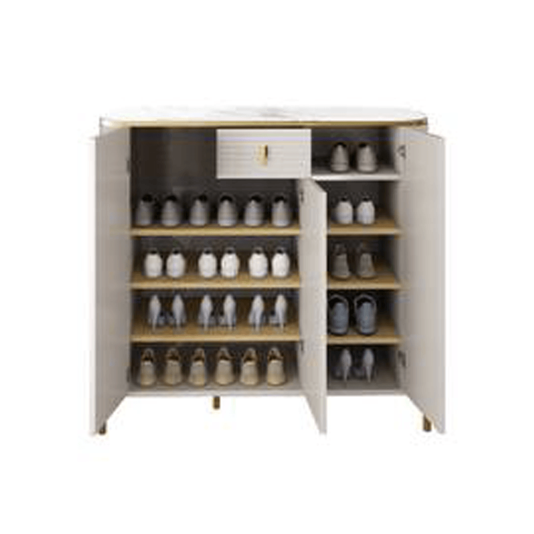 Sabine Junior 3 Door Shoe Cabinet with Glossy Sintered Stone Top Singapore